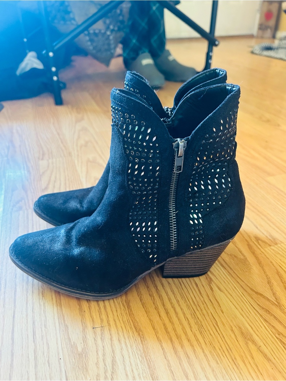 MIA Women's Black Studded Ankle Bootie with Side Zip Sz 7.5